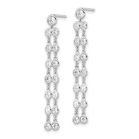 Sterling Shimmer Sterling Silver Rhodium-plated 30 Stone CZ 2 Strand Post Dangle Earrings view 2