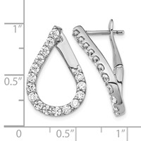 Sterling Shimmer Sterling Silver Rhodium-plated 32 Stone CZ Front and Back Teardrop Hinged Hoop Earrings view 4