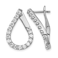 Sterling Shimmer Sterling Silver Rhodium-plated 32 Stone CZ Front and Back Teardrop Hinged Hoop Earrings view 1