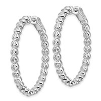 Sterling Shimmer Sterling Silver Rhodium-plated 52 Stone 2.3mm CZ in and Out Round Hinged Hoop Earrings view 2