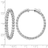 Sterling Shimmer Sterling Silver Rhodium-plated 52 Stone 2.3mm CZ in and Out Round Hinged Hoop Earrings view 4
