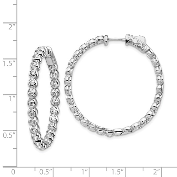 Sterling Silver Bezel CZ Hinged Hoops
