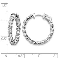 Sterling Shimmer Sterling Silver Rhodium-plated 30 Stone 2.3mm CZ in and Out Round Hinged Hoop Earrings view 4
