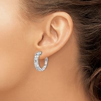 Sterling Shimmer Sterling Silver Rhodium-plated 42 Stone 2x 3mm CZ in and Out Round Hinged Hoop Earrings view 3