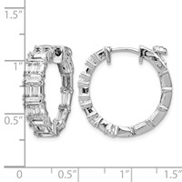 Sterling Shimmer Sterling Silver Rhodium-plated 42 Stone 2x 3mm CZ in and Out Round Hinged Hoop Earrings view 4