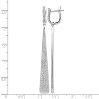 Sterling Shimmer Sterling Silver Rhodium-plated 228 Stone Pavé CZ Triangle Dangle Hinged Post Earrings view 4