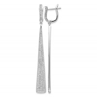 Sterling Shimmer Sterling Silver Rhodium-plated 228 Stone Pavé CZ Triangle Dangle Hinged Post Earrings view 1