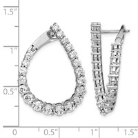 Sterling Shimmer Sterling Silver Rhodium-plated 40 Stone CZ Front and Back Teardrop Hinged Hoop Earrings view 4