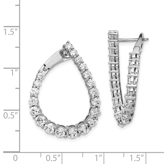 Sterling Silver CZ Teardrop Hinged Hoops