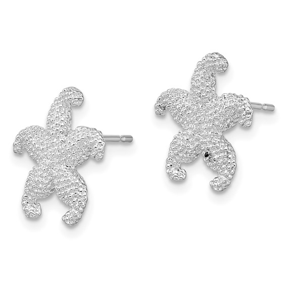 De-Ani Sterling Silver Rhodium-Plated Polished Starfish Post Earrings
