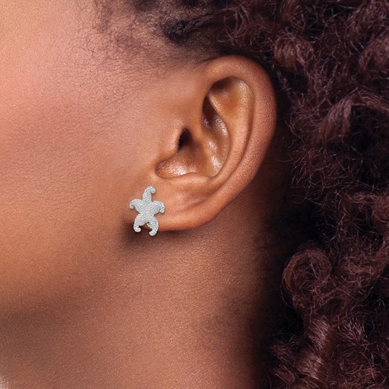 De-Ani Sterling Silver Rhodium-Plated Polished Starfish Post Earrings
