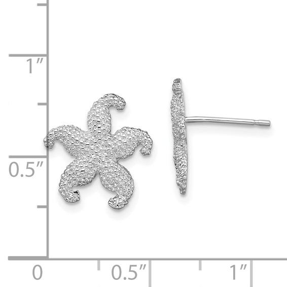 De-Ani Sterling Silver Rhodium-Plated Polished Starfish Post Earrings