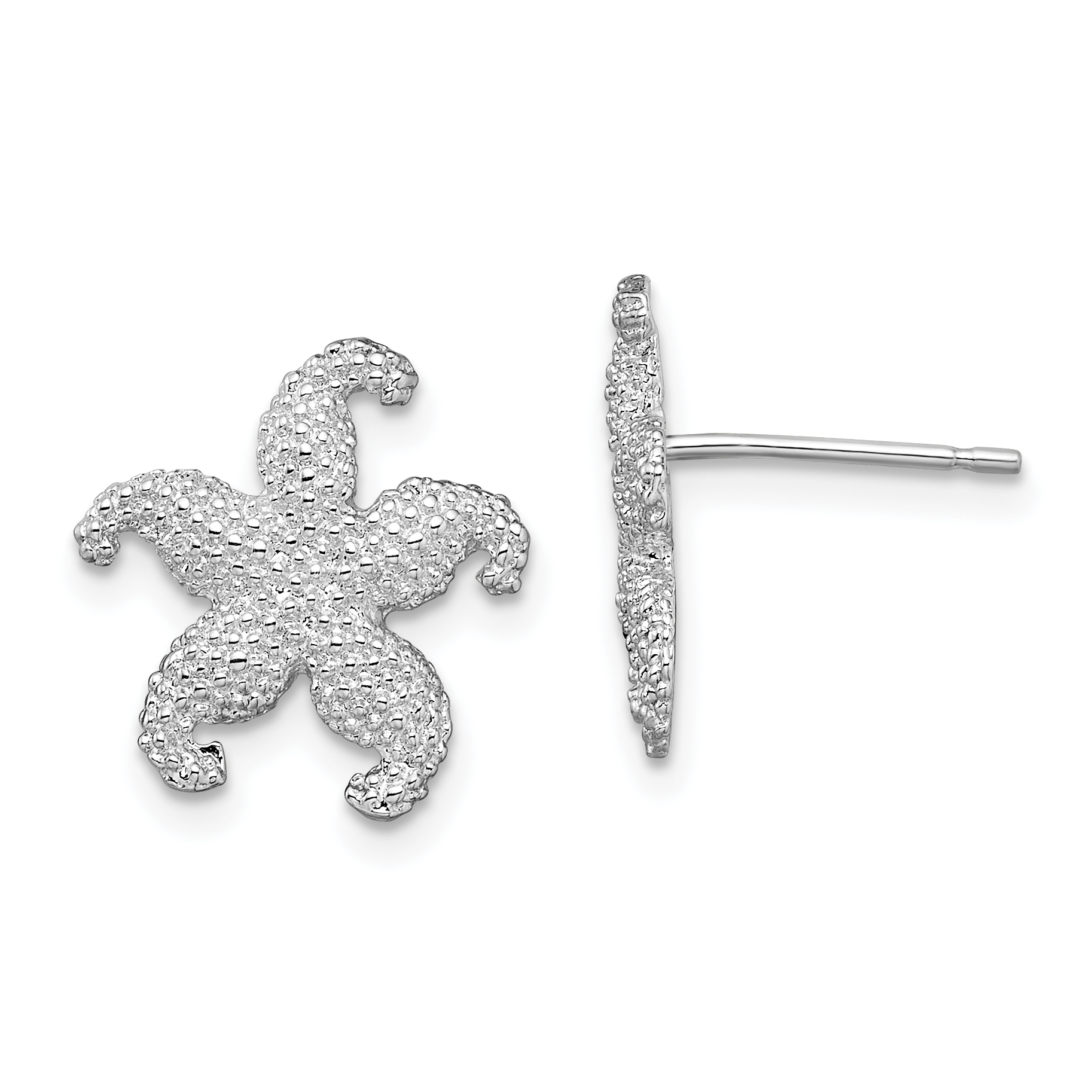 De-Ani Sterling Silver Rhodium-Plated Polished Starfish Post Earrings (QE15478)