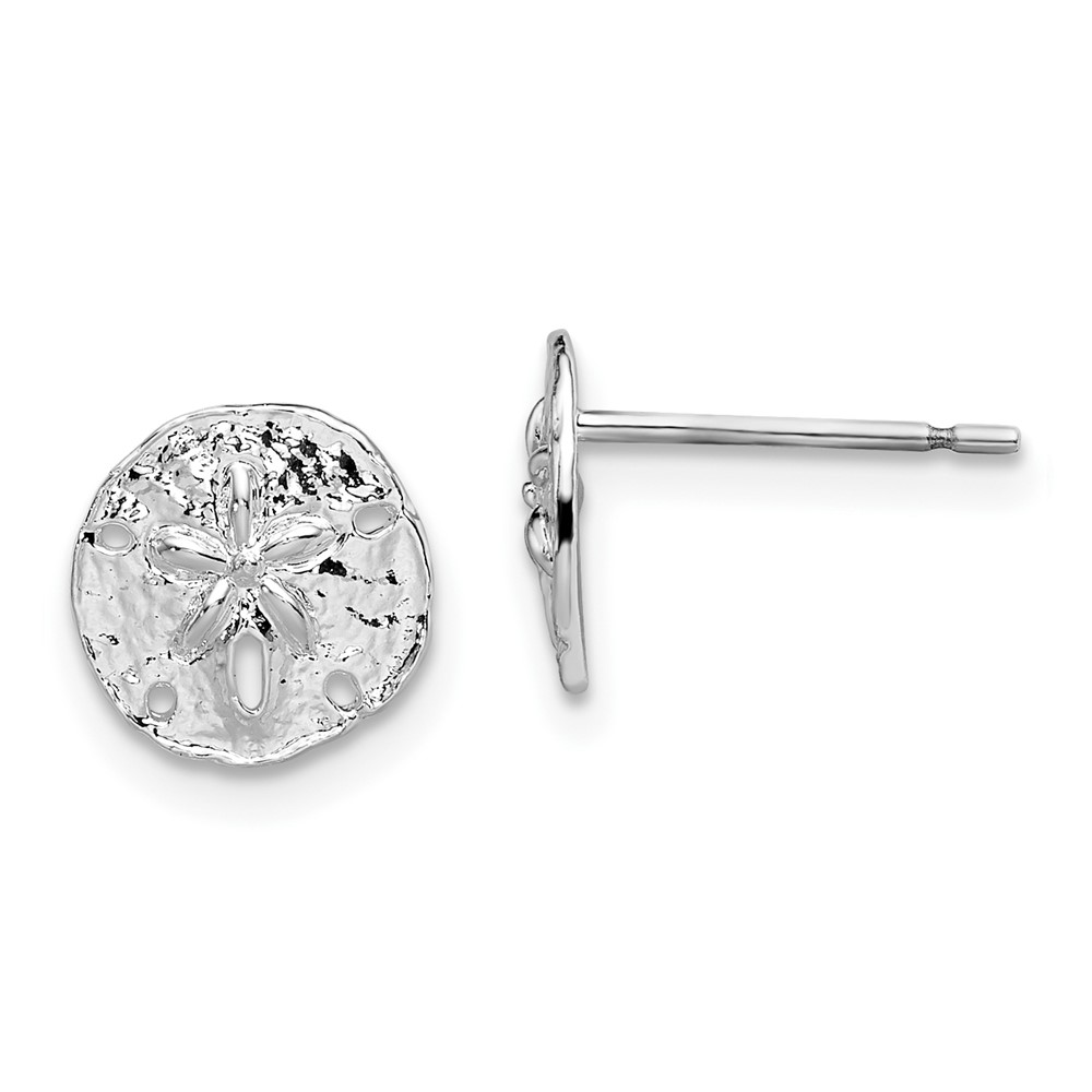 De-Ani Sterling Silver Rhodium-Plated Polished Mini Sand Dollar Post Earrings (QE15480)