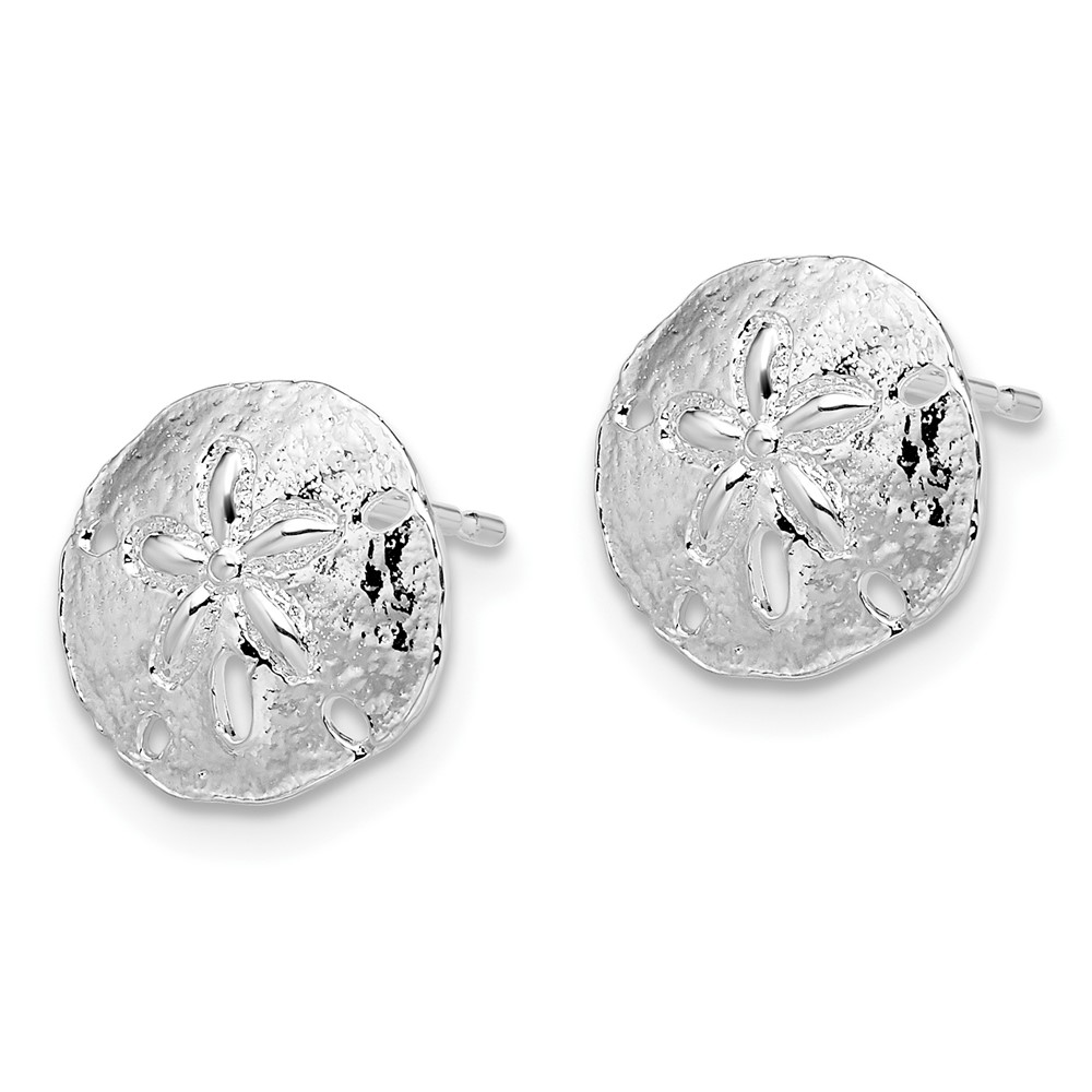De-Ani Sterling Silver Rhodium-Plated Polished Sand Dollar Post Earrings (QE15481)