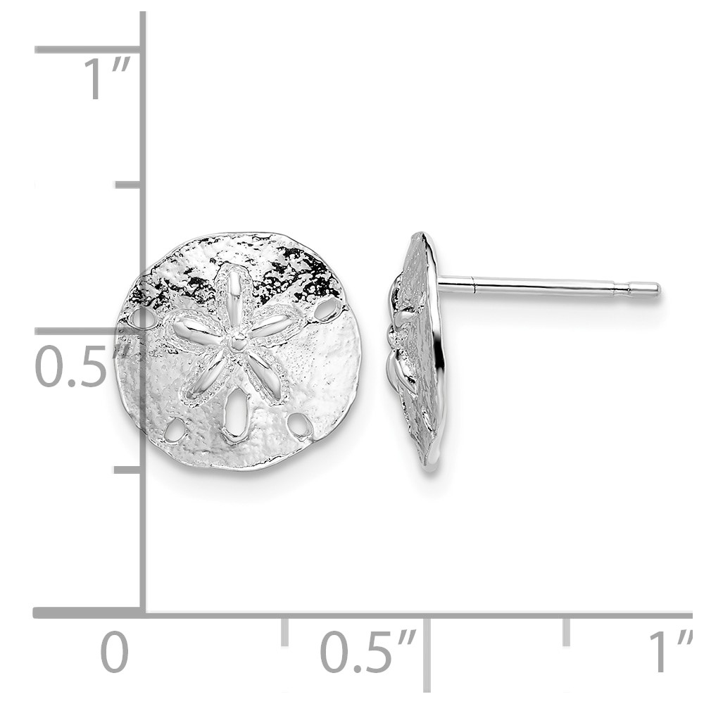 De-Ani Sterling Silver Rhodium-Plated Polished Sand Dollar Post Earrings (QE15481)