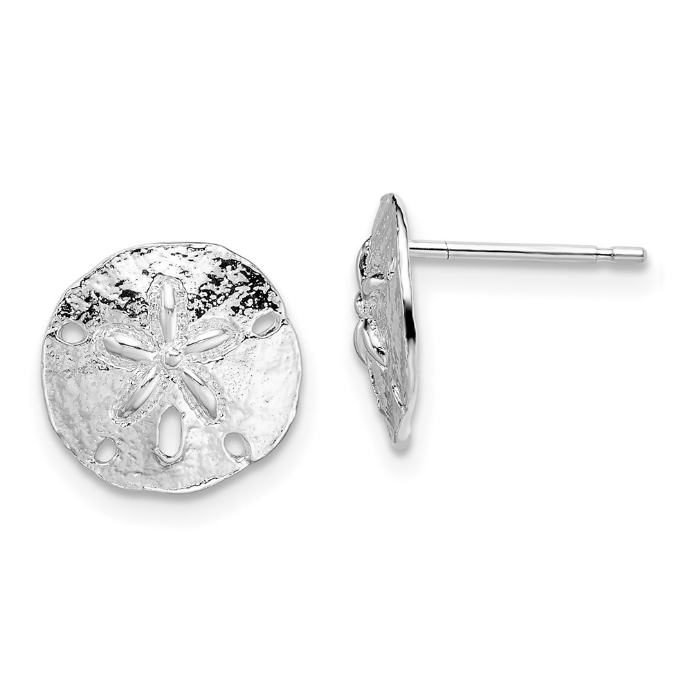 De-Ani Sterling Silver Rhodium-Plated Polished Sand Dollar Post Earrings (QE15481)