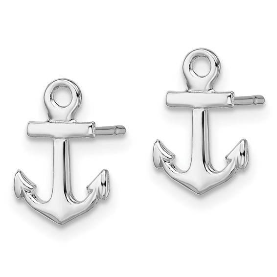 De-Ani Sterling Silver Rhodium-plated Polished Mini Anchor Post Earrings