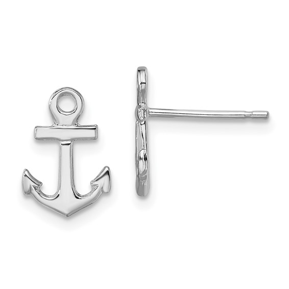 De-Ani Sterling Silver Rhodium-plated Polished Mini Anchor Post Earrings