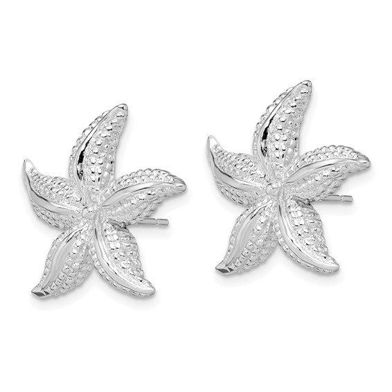 De-Ani Sterling Silver Rhodium-Plated Polished Starfish Post Earrings