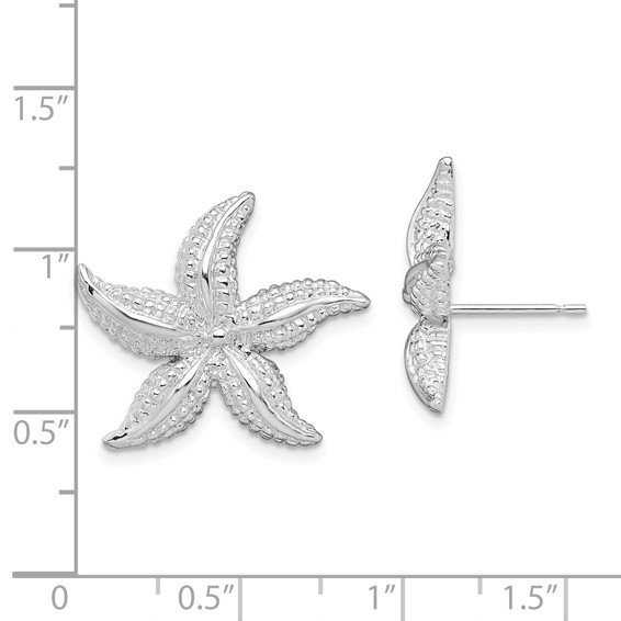 De-Ani Sterling Silver Rhodium-Plated Polished Starfish Post Earrings