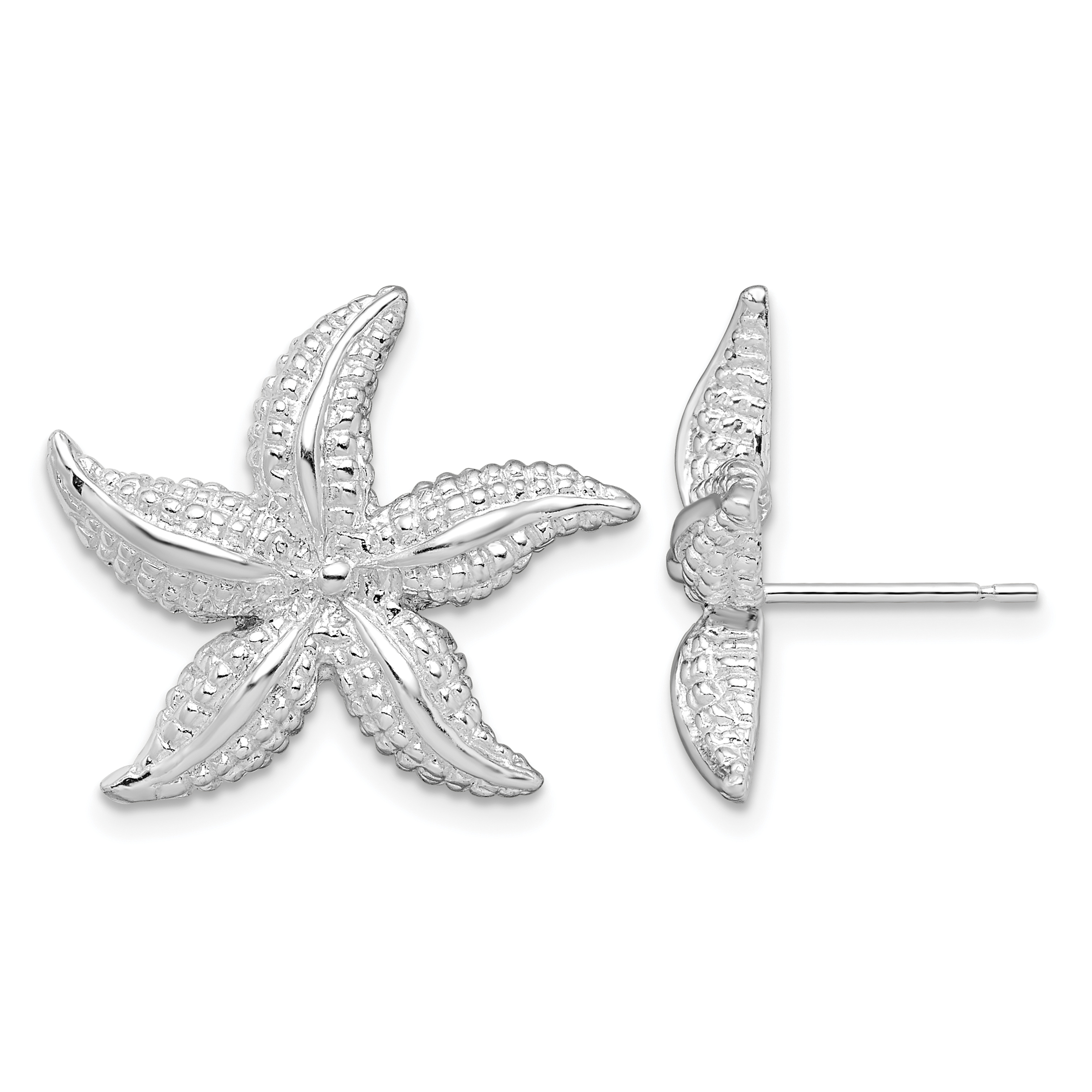 De-Ani Sterling Silver Rhodium-Plated Polished Starfish Post Earrings (QE15483)