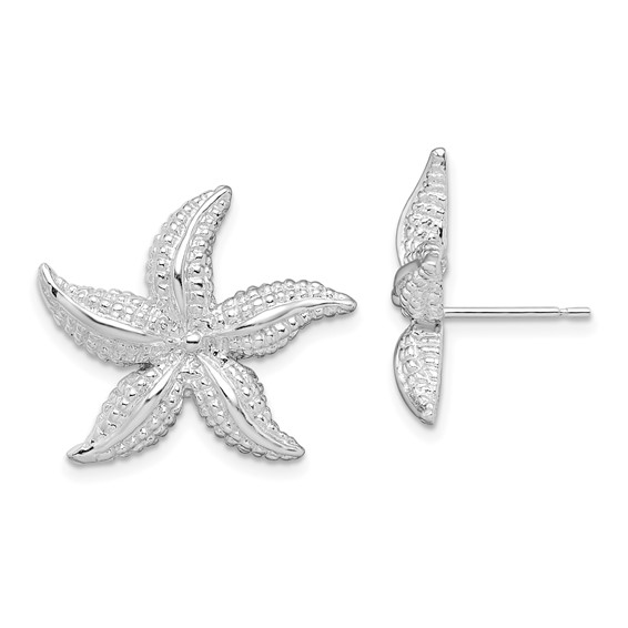 De-Ani Sterling Silver Rhodium-Plated Polished Starfish Post Earrings
