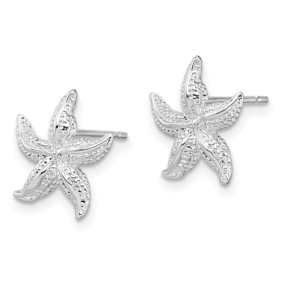 De-Ani Sterling Silver Rhodium-Plated Polished Starfish Post Earrings