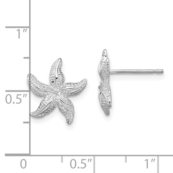 De-Ani Sterling Silver Rhodium-Plated Polished Starfish Post Earrings