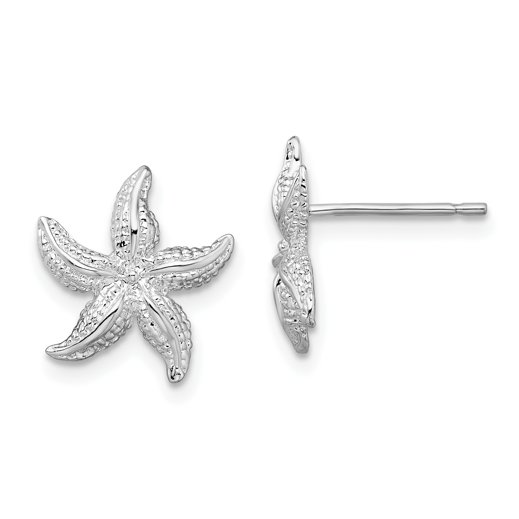 De-Ani Sterling Silver Rhodium-Plated Polished Starfish Post Earrings (QE15486)