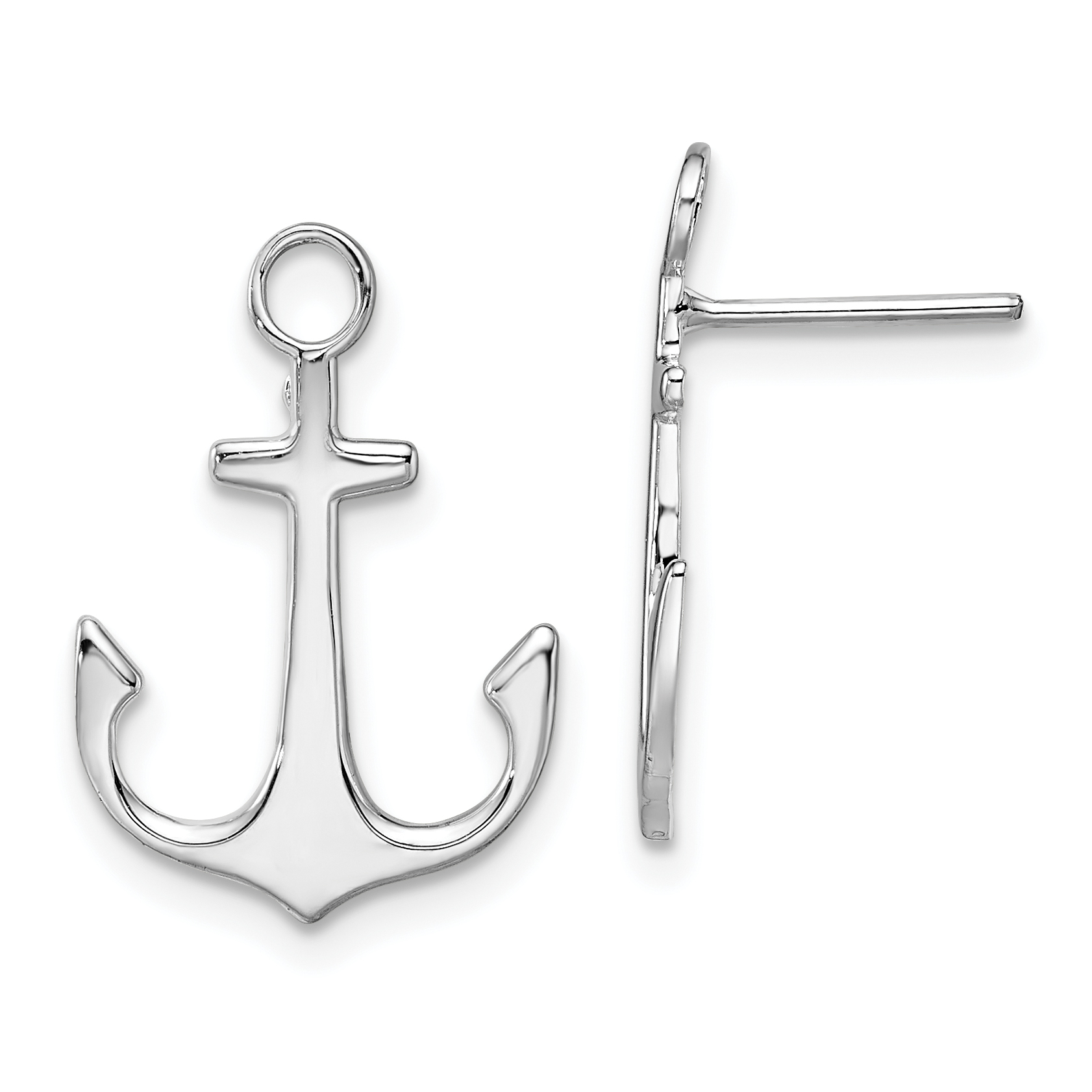 De-Ani Sterling Silver Rhodium-Plated Polished Anchor Post Earrings (QE15494)