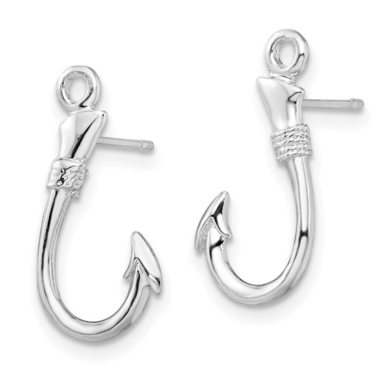 De-Ani Sterling Silver Rhodium-Plated Polished Fish Hook Post Earrings