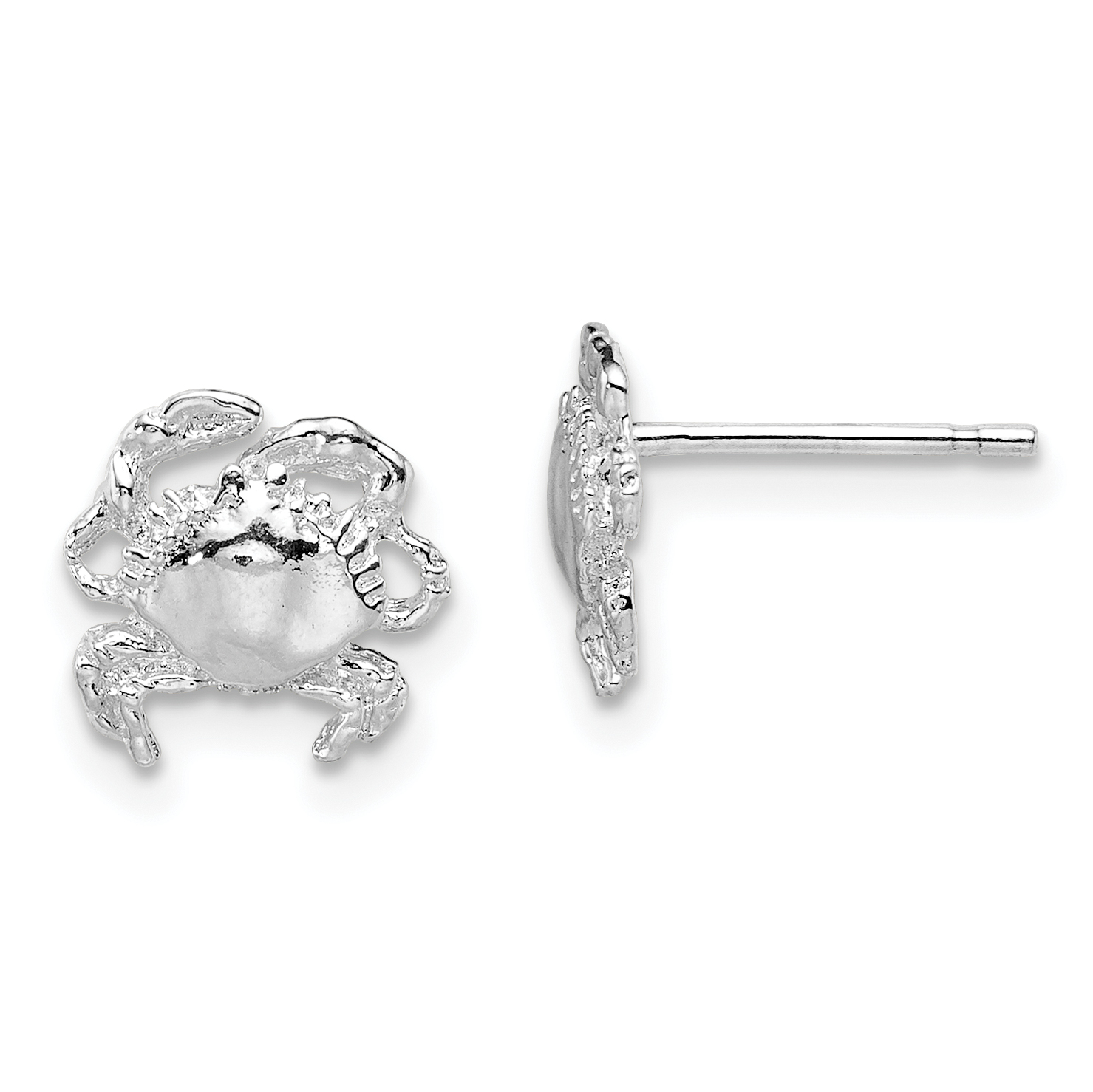 De-Ani Sterling Silver Rhodium-Plated Polished Crab Post Earrings (QE15496)