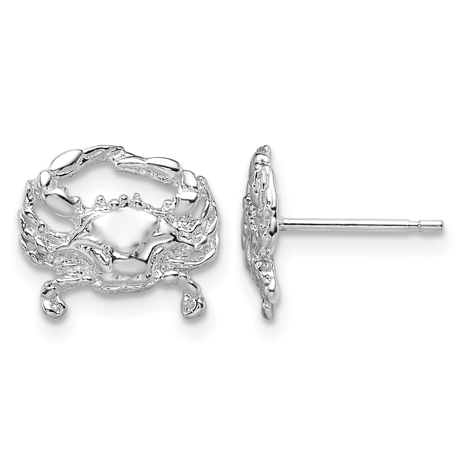 De-Ani Sterling Silver Rhodium-Plated Polished Small Blue Crab Post Earrings (QE15497)