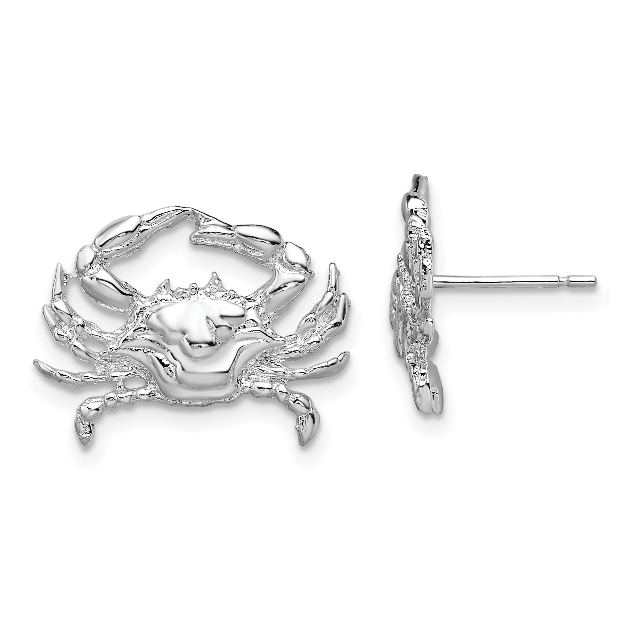 De-Ani Sterling Silver Rhodium-Plated Polished Blue Crab Post Earrings (QE15498)