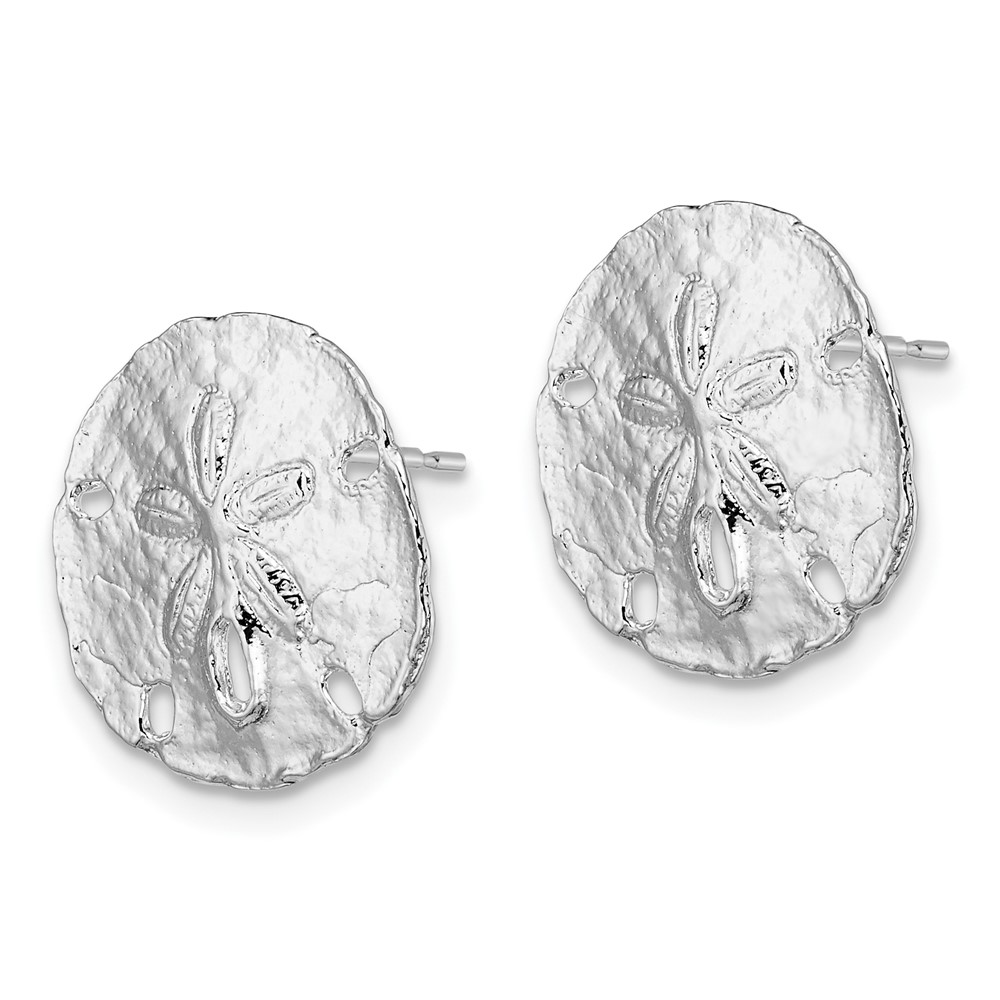 De-Ani Sterling Silver Rhodium-Plated Polished Sand Dollar Post Earrings (QE15507)