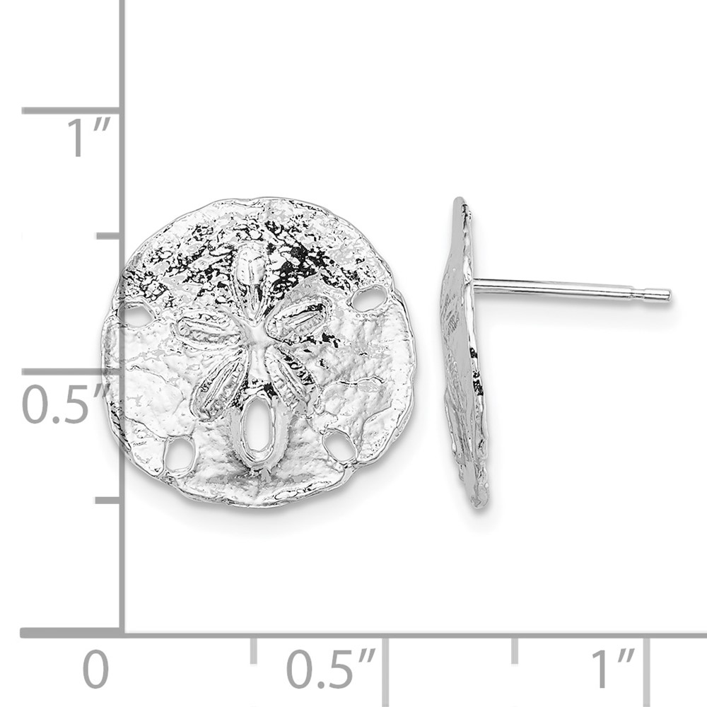 De-Ani Sterling Silver Rhodium-Plated Polished Sand Dollar Post Earrings (QE15507)