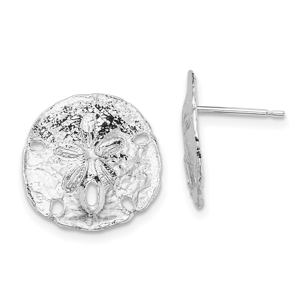 De-Ani Sterling Silver Rhodium-Plated Polished Sand Dollar Post Earrings (QE15507)