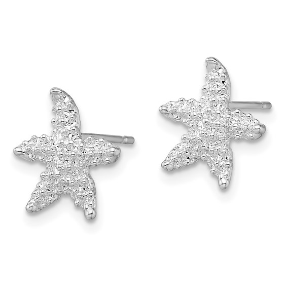 De-Ani Sterling Silver Rhodium-Plated Polished Starfish Post Earrings
