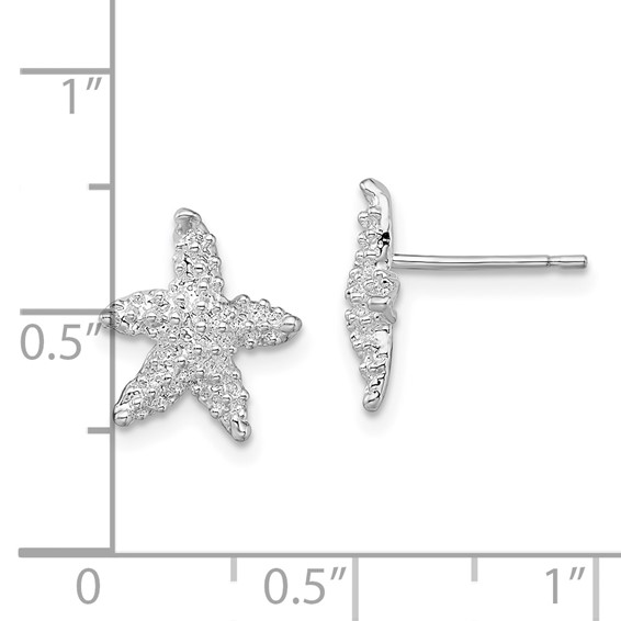 De-Ani Sterling Silver Rhodium-Plated Polished Starfish Post Earrings
