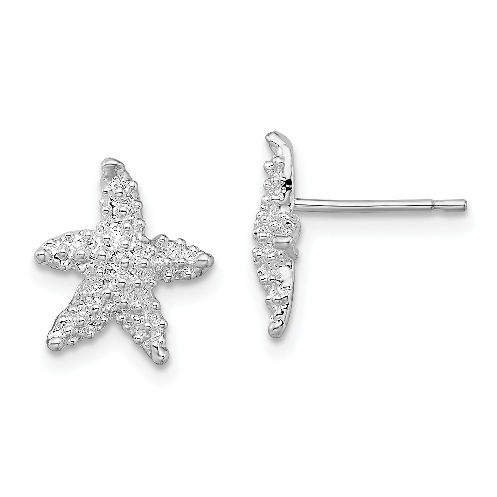 De-Ani Sterling Silver Rhodium-Plated Polished Starfish Post Earrings (QE15515)