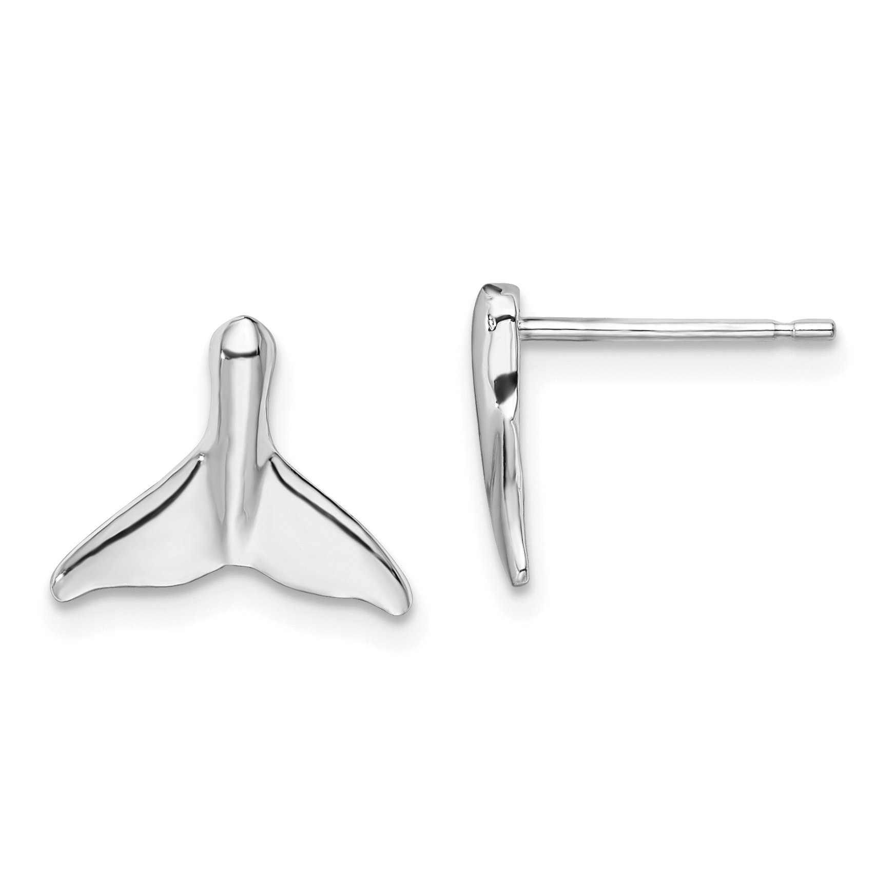 De-Ani Sterling Silver Rhodium-Plated Polished Whale Tail Post Earrings (QE15517)