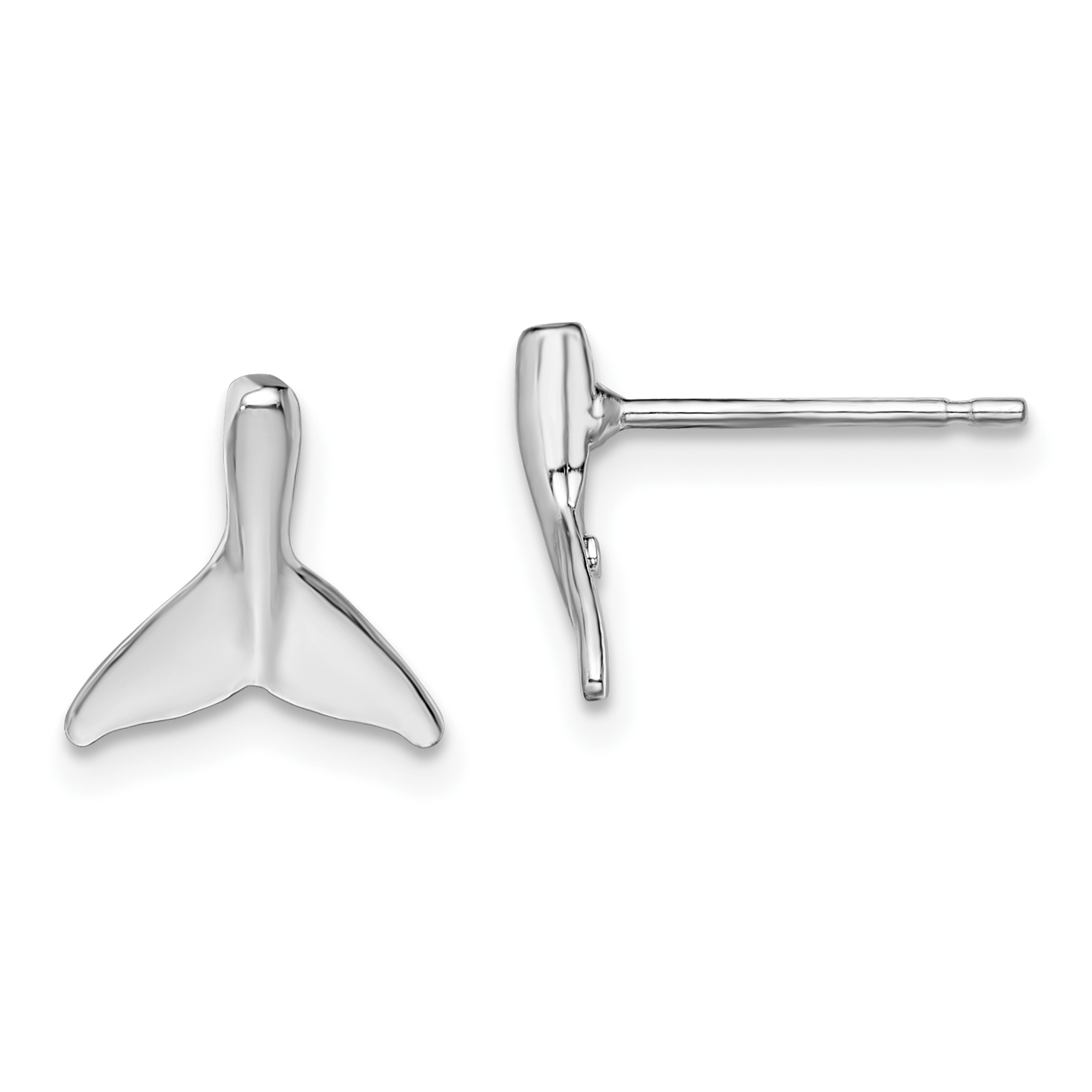 De-Ani Sterling Silver Rhodium-Plated Polished Mini Whale Tail Post Earrings (QE15518)