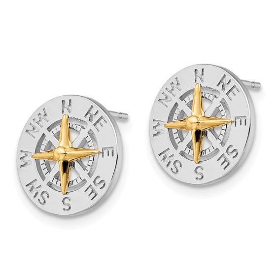 Sterling Silver Compass Post Earrings