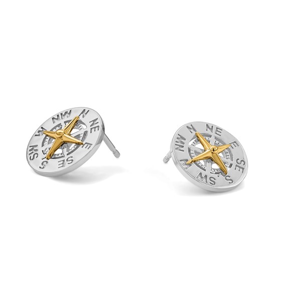Sterling Silver Compass Post Earrings