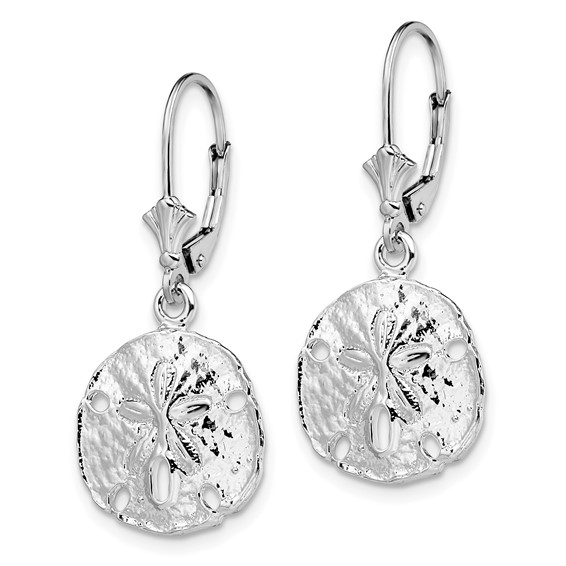 De-Ani Sterling Silver Rhodium-Plated Polished Sand Dollar Leverback Earrings
