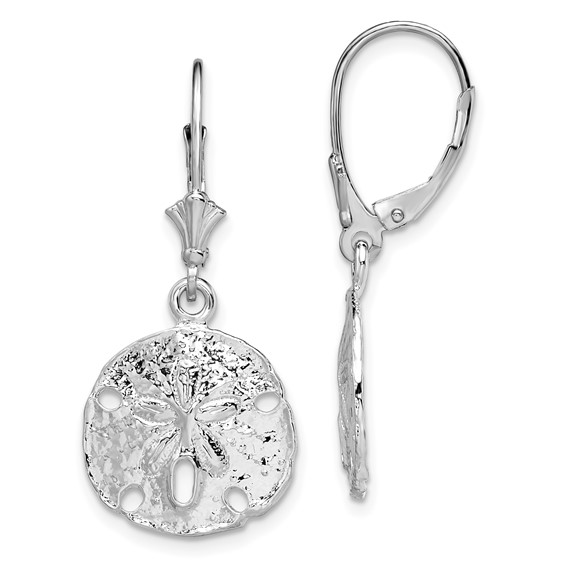 De-Ani Sterling Silver Rhodium-Plated Polished Sand Dollar Leverback Earrings