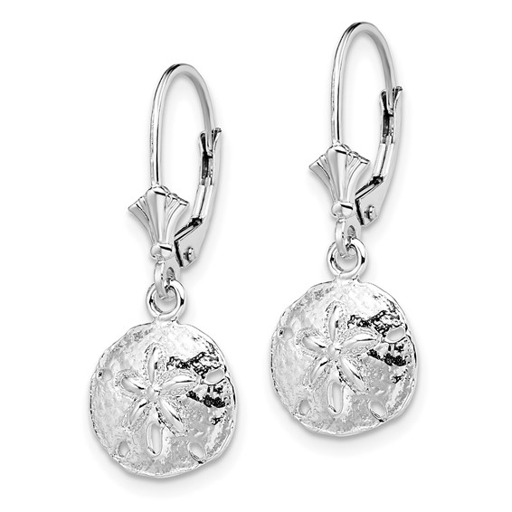 De-Ani Sterling Silver Rhodium-Plated Polished Sand Dollar Leverback Earrings