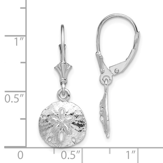 De-Ani Sterling Silver Rhodium-Plated Polished Sand Dollar Leverback Earrings