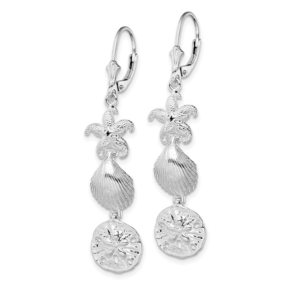 De-Ani Sterling Silver Rhodium-Plated Polished Sea Life Leverback Earrings